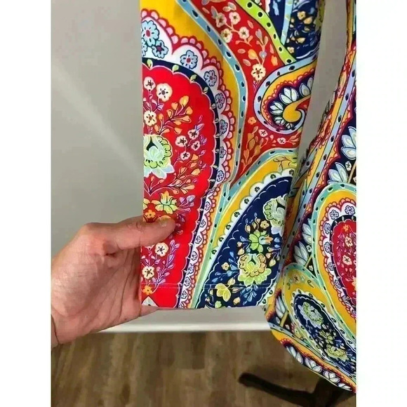 J. Mclaughlin Geometric Catalina Cloth Blouse S Colorful 3/4 Sleeve Spandex - Picture 4 of 12